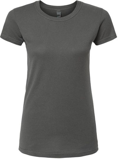 Am image of a Custom M and O Womens Fine Jersey T Shirt in Fine Charcoal!