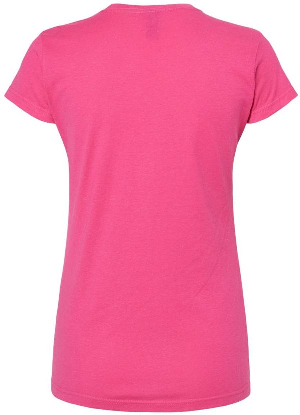 Am image of a Custom M and O Womens Fine Jersey T Shirt in Fine Fuchsia!