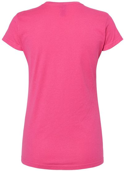 Am image of a Custom M and O Womens Fine Jersey T Shirt in Fine Fuchsia!