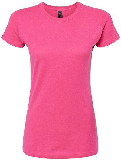 Am image of a Custom M and O Womens Fine Jersey T Shirt in Fine Fuchsia!