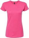 Am image of a Custom M and O Womens Fine Jersey T Shirt in Fine Fuchsia!