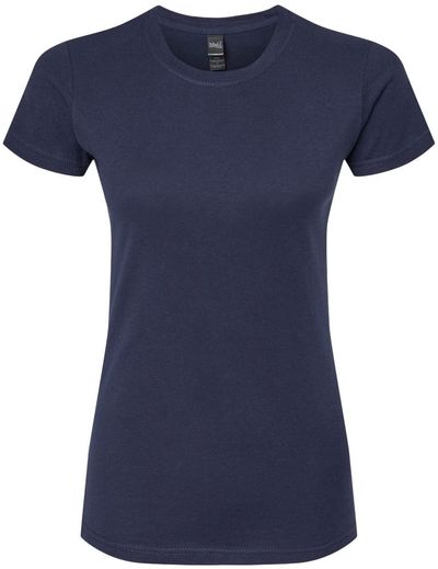 Am image of a Custom M and O Womens Fine Jersey T Shirt in Fine Navy!
