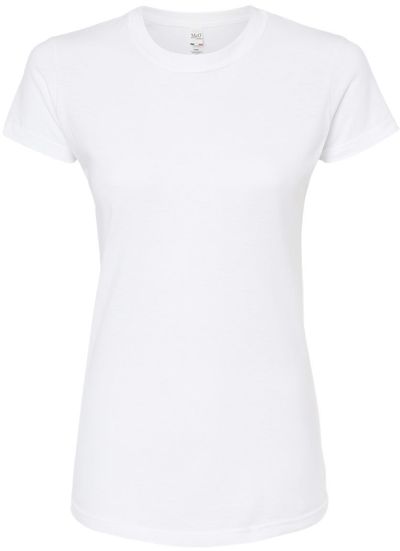 Am image of a Custom M and O Womens Fine Jersey T Shirt in Fine White!