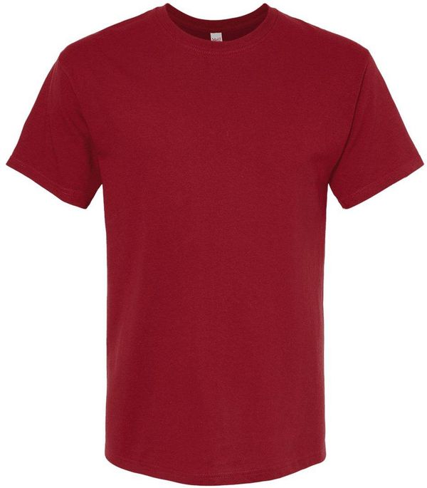 Am image of a Custom M&O Gold Soft Touch T Shirt in Cardinal Red!