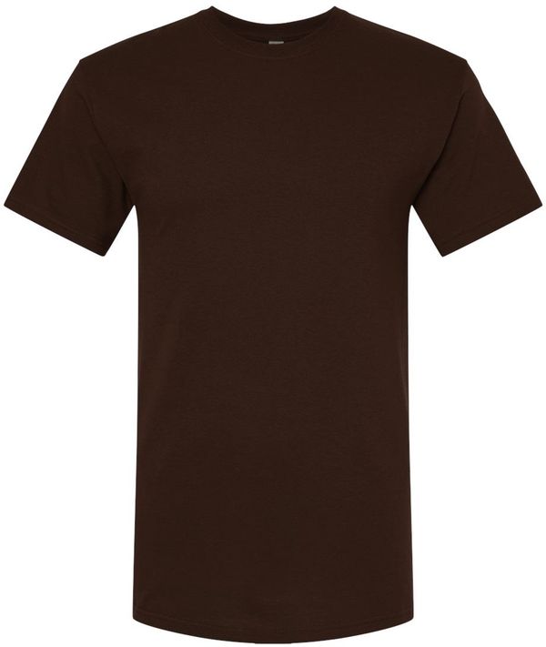 Am image of a Custom M&O Gold Soft Touch T Shirt in Chocolate!