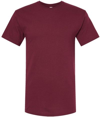 Am image of a Custom M&O Gold Soft Touch T Shirt in Maroon!