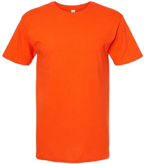 Am image of a Custom M&O Gold Soft Touch T Shirt in Orange!