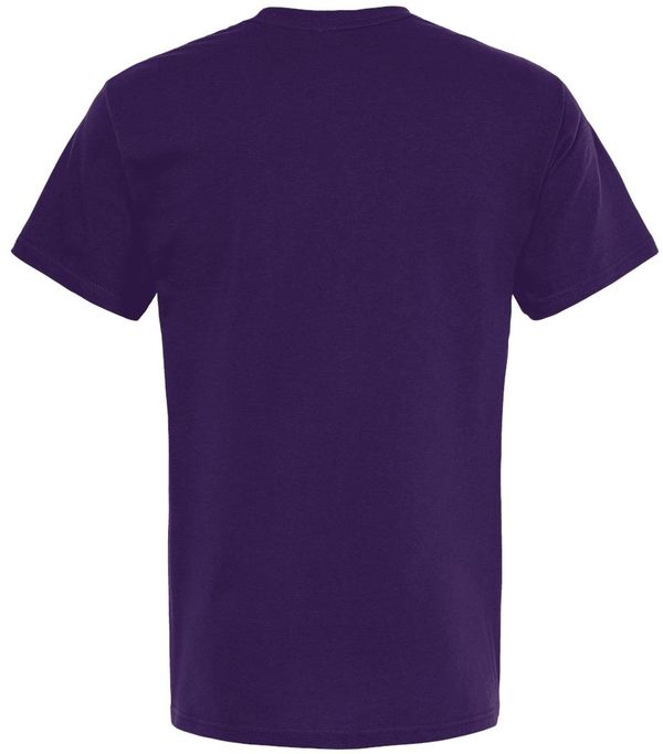 Am image of a Custom M&O Gold Soft Touch T Shirt in Purple!