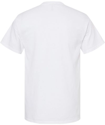 Am image of a Custom M&O Gold Soft Touch T Shirt in White!