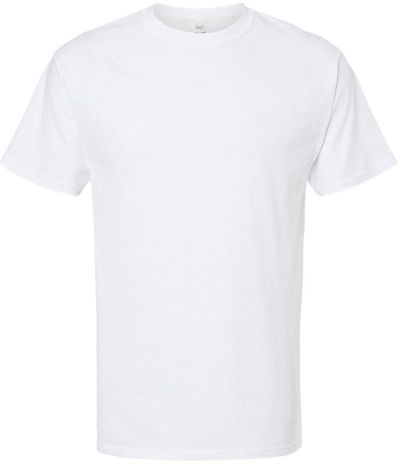 Am image of a Custom M&O Gold Soft Touch T Shirt in White!
