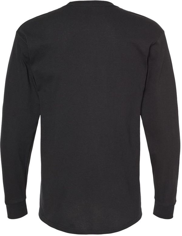 Am image of a Custom M&O Gold Soft Touch Long Sleeve T Shirt in Black!