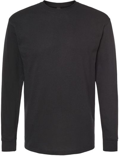 Am image of a Custom M&O Gold Soft Touch Long Sleeve T Shirt in Black!