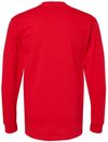 Am image of a Custom M&O Gold Soft Touch Long Sleeve T Shirt in Deep Red!