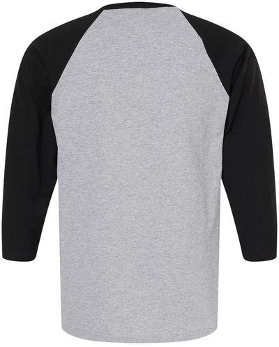 Am image of a Custom M&O Raglan Three Quarter Sleeve Baseball T Shirt in Sport Grey/Black!