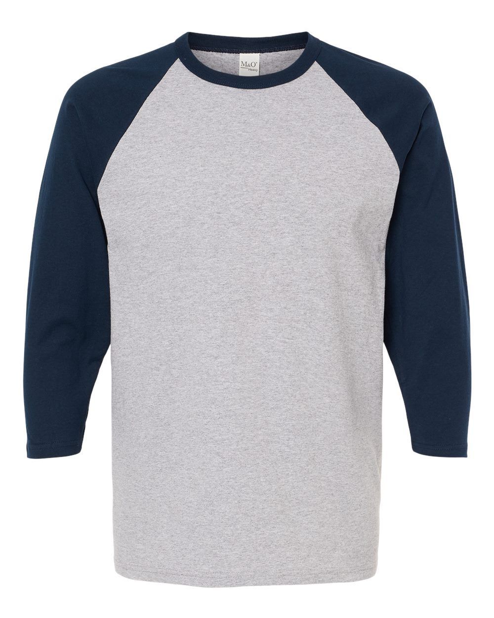 M&O Raglan Three Quarter Sleeve Baseball T Shirt in Sport Grey/Navy