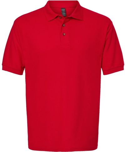 Am image of a Custom M&O Ring Spun Pique Sport Shirt in Bright Red!
