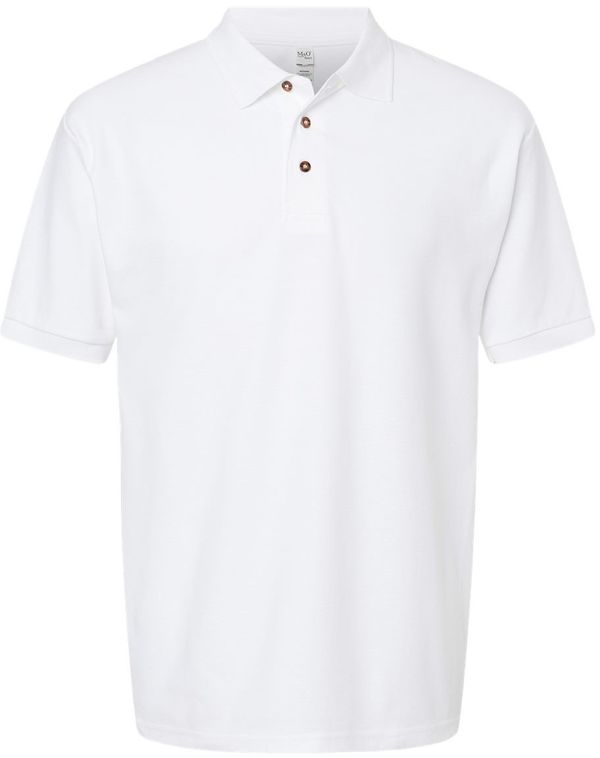 Am image of a Custom M&O Ring Spun Pique Sport Shirt in White!