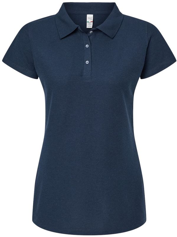 Am image of a Custom M and O Womens Soft Touch Sport Shirt in Bright Navy!