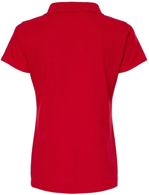 Am image of a Custom M and O Womens Soft Touch Sport Shirt in Bright Red!