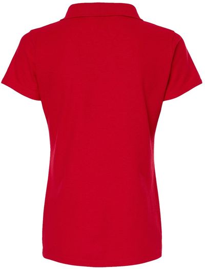 Am image of a Custom M and O Womens Soft Touch Sport Shirt in Bright Red!