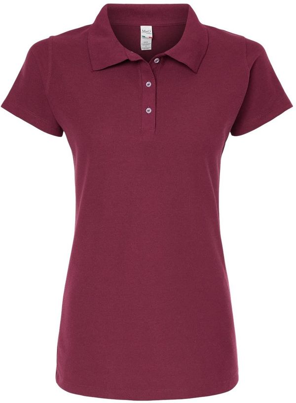 Am image of a Custom M and O Womens Soft Touch Sport Shirt in Maroon!