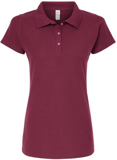 Am image of a Custom M and O Womens Soft Touch Sport Shirt in Maroon!