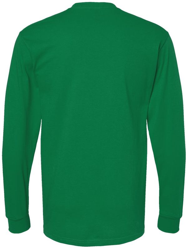 An image of a Custom M&O Gold Soft Touch Long Sleeve T Shirt in Fine Kelly Green!
