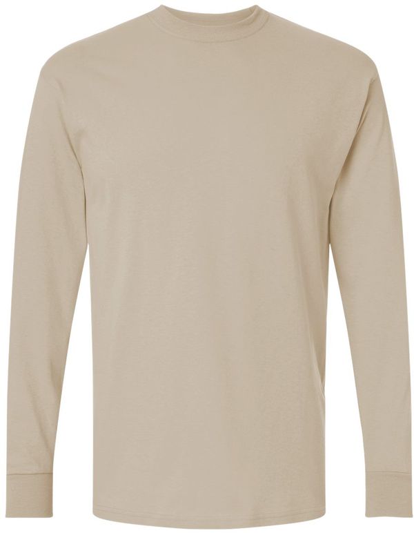 An image of a Custom M&O Gold Soft Touch Long Sleeve T Shirt in Sand!