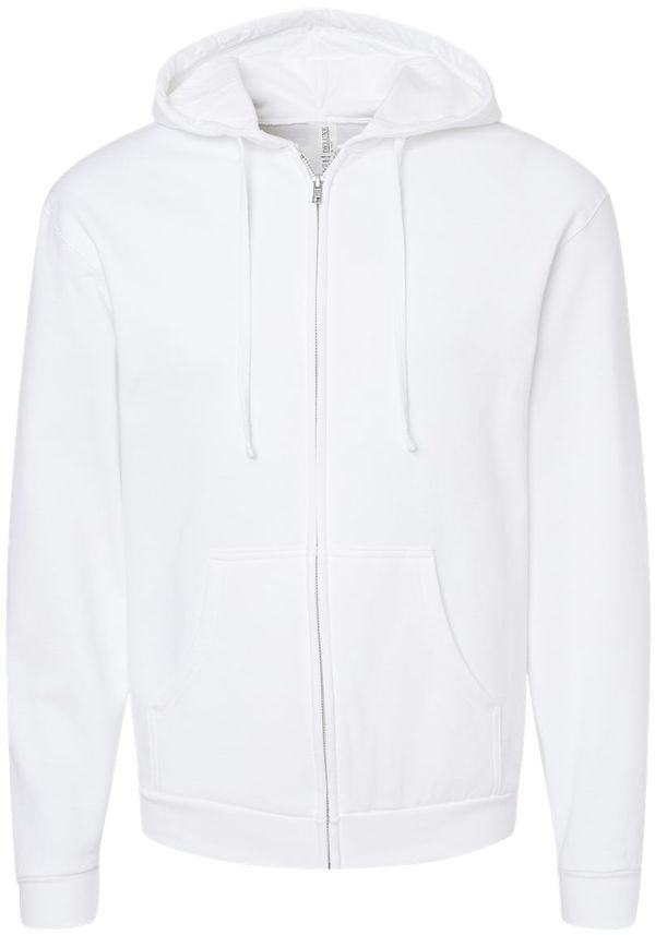 An image of a Custom M&O Unisex Zipper Fleece Hoodie in White!