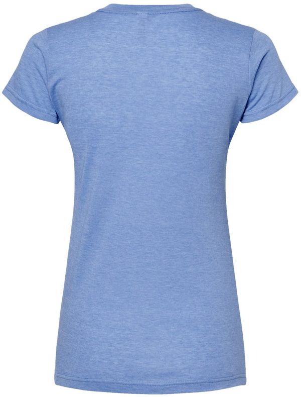 An image of a Custom M&O Womens Deluxe Blend T Shirt in Heather Blue!
