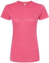 An image of a Custom M&O Womens Deluxe Blend T Shirt in Heather Fuchsia!