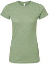 An image of a Custom M&O Womens Deluxe Blend T Shirt in Heather Green!