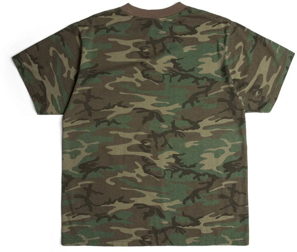 An image of a Custom Made Blanks Homeroom Tshirt V2 in Woodland Camo!