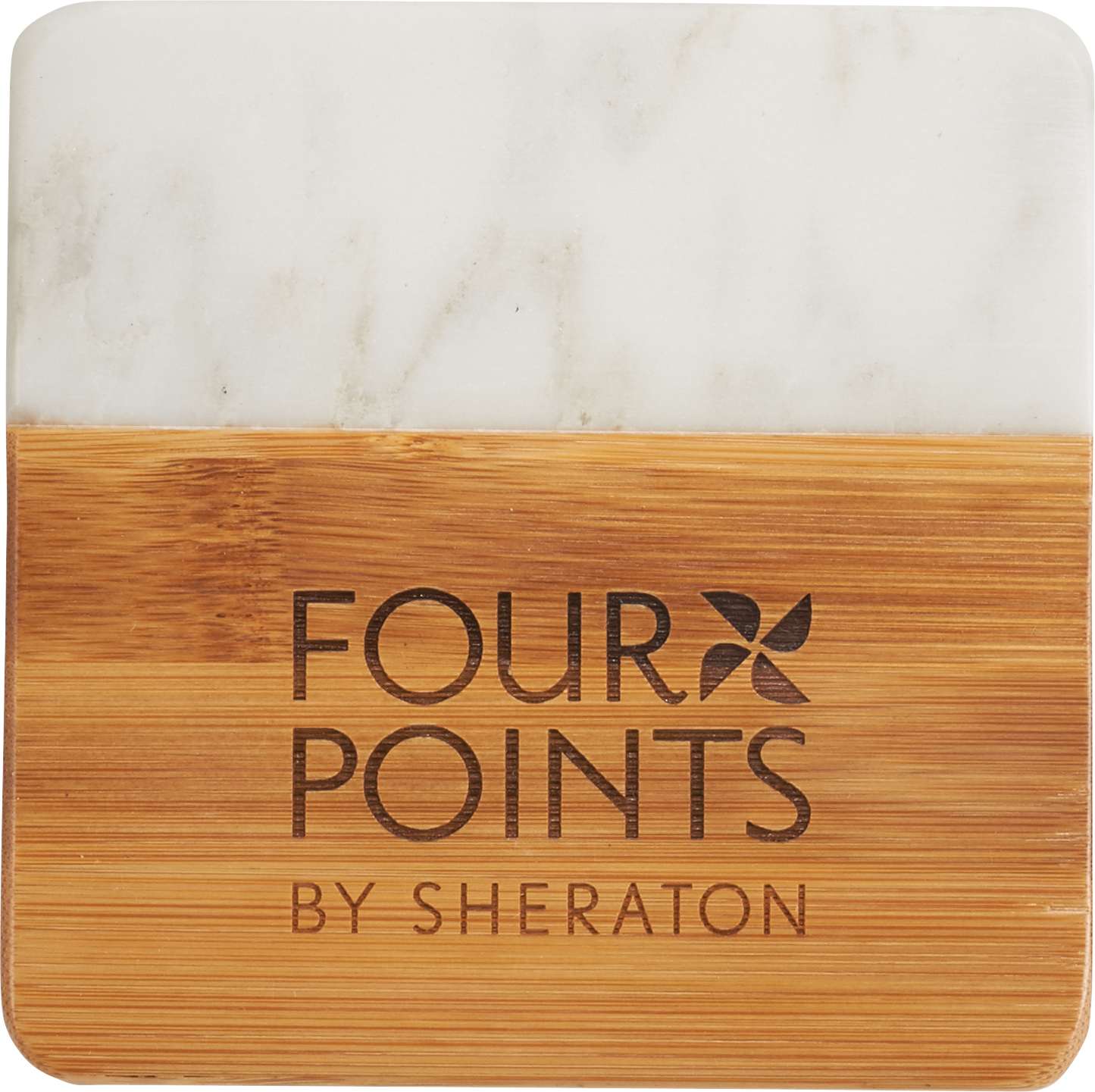 Marble and Bamboo Coaster Set