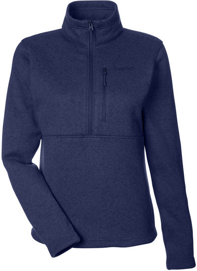 Am image of a Custom Marmot Ladies Dropline Half Zip Jacket in Arctic Navy!