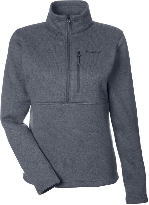 Am image of a Custom Marmot Ladies Dropline Half Zip Jacket in Steel Onyx!