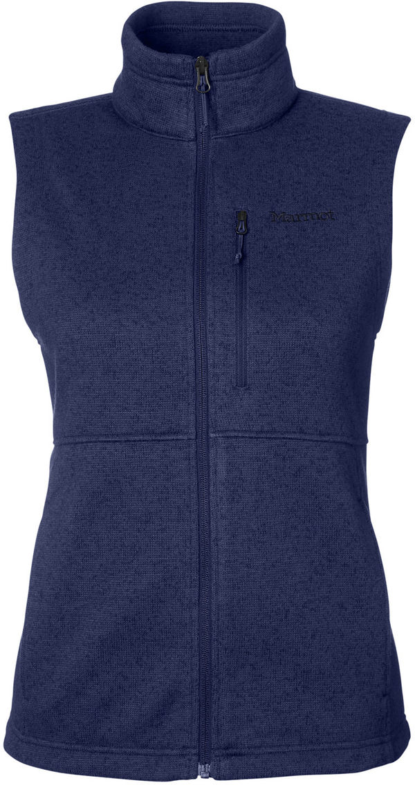 Am image of a Custom Marmot Ladies Dropline Vest in Arctic Navy!