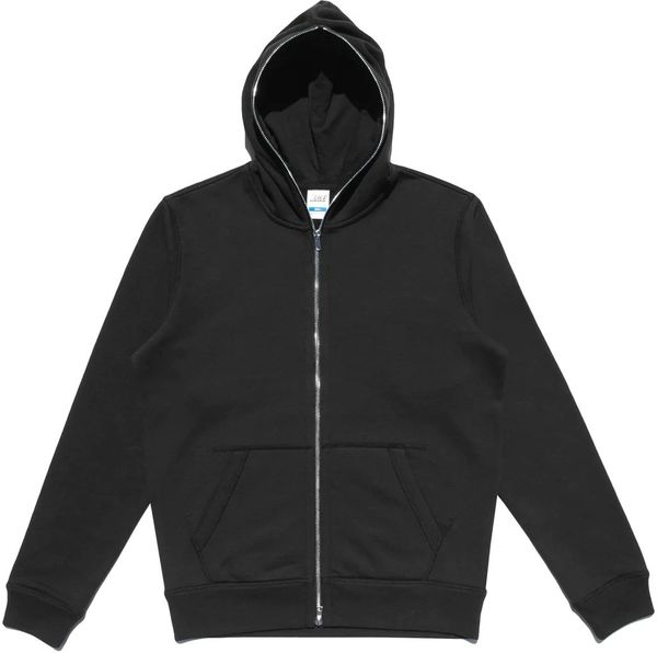 Am image of a Custom Made Blanks Full Zip Bag Hoodie in Phantom Black!