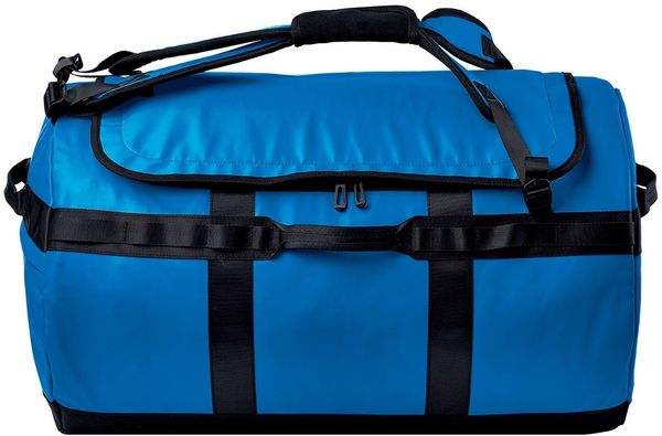 Am image of a Custom Stormtech Nomad Duffel 85 in Azure Blue/Black!