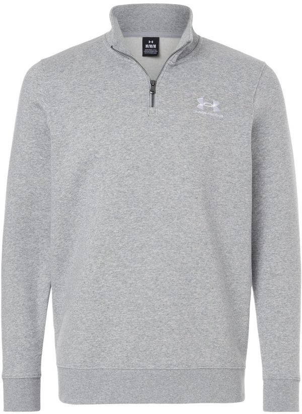 An image of a Custom Men's Icon Fleece Quarter Zip Pullover in Mod Grey Light Heather/White!
