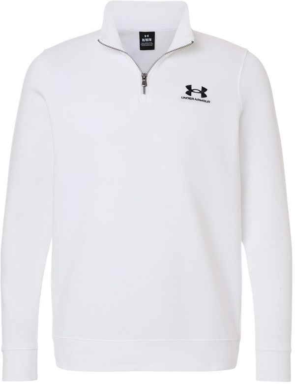 An image of a Custom Men's Icon Fleece Quarter Zip Pullover in White/Black!