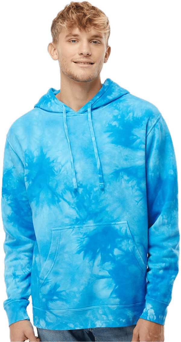 An image of a Custom Midweight Tie Dyed Hooded Sweatshirt!
