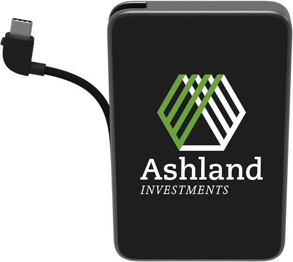 An image of a Custom Mophie Powerstation Mini 5k power Bank with Integrated Cable!