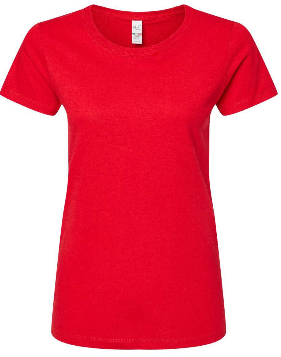 M and O Womens Gold Soft Touch TShirt in Deep Red