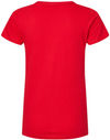 An image of a Custom M and O Womens Gold Soft Touch TShirt in Deep Red!