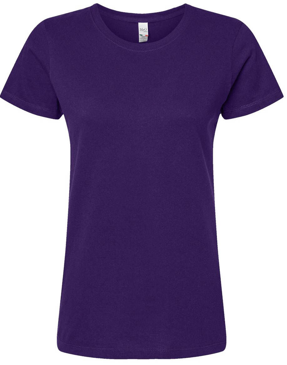 M and O Womens Gold Soft Touch TShirt in Purple