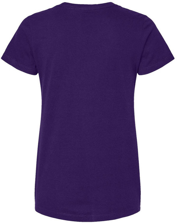 An image of a Custom M and O Womens Gold Soft Touch TShirt in Purple!