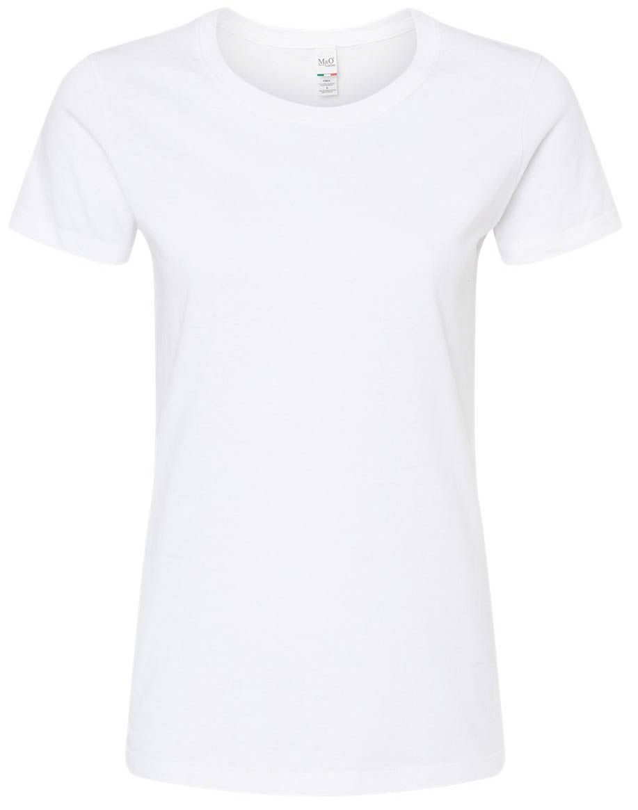 M and O Womens Gold Soft Touch TShirt in White