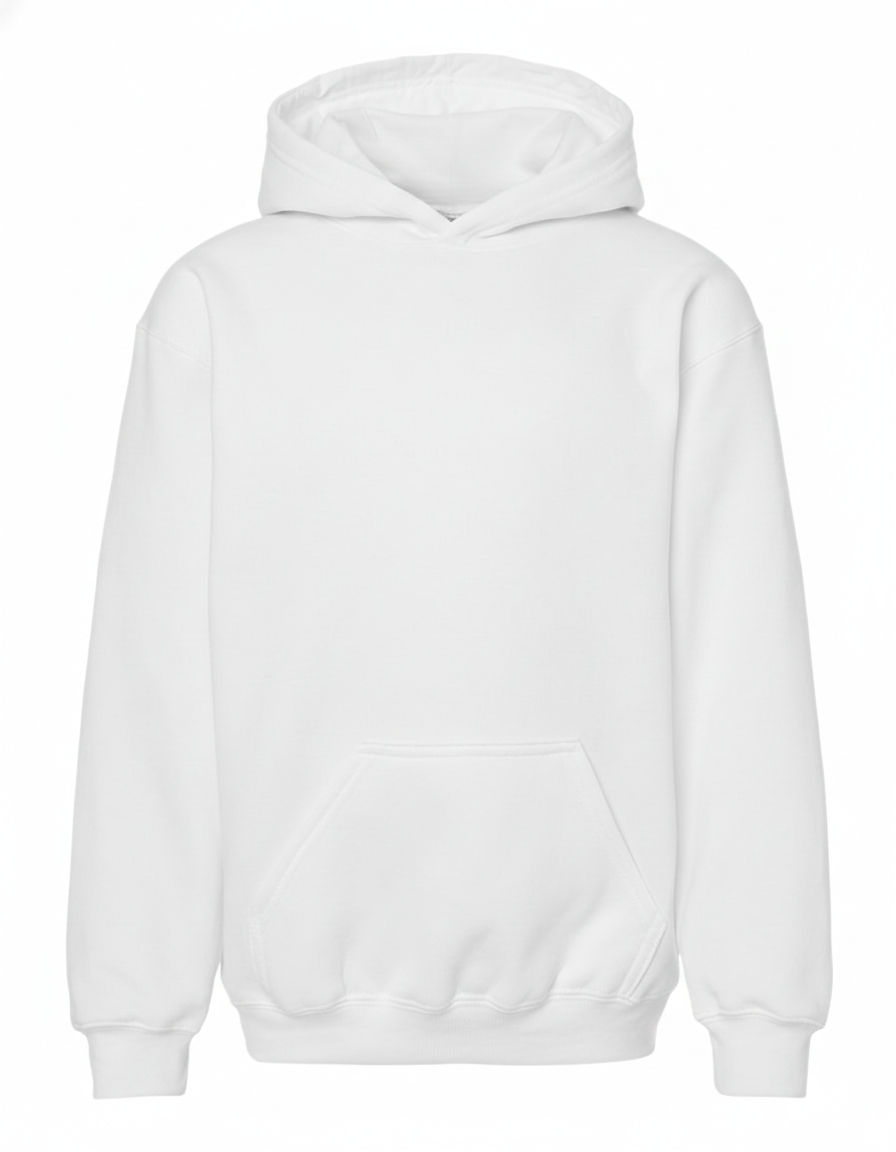 M and O Youth Fleece Pullover Hoodie in White
