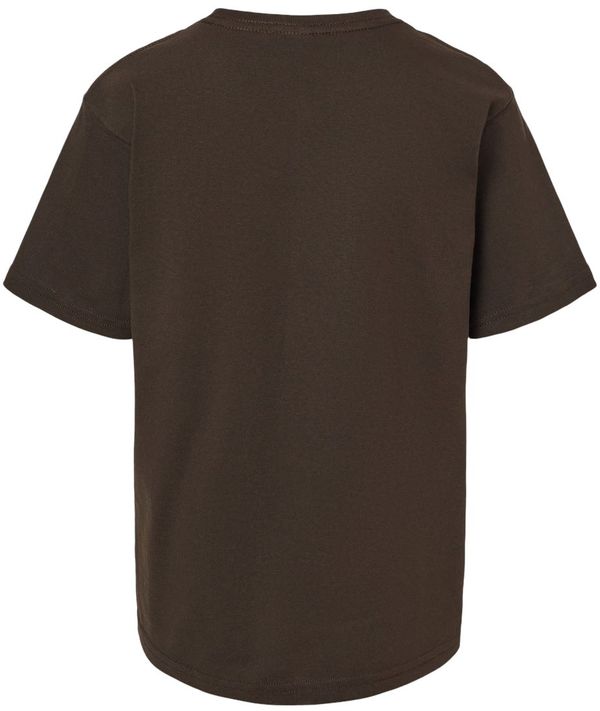 An image of a Custom M and O Youth Gold Soft Touch TShirt in Chocolate!